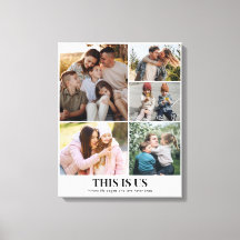 Custom Photo Collage 5 Pictures 8x10 16x20 White