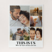 Custom Photo Collage 5 Pictures 8x10 16x20 White