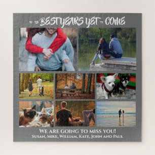 Custom photo collage   8 charcoal gray jigsaw puzzle
