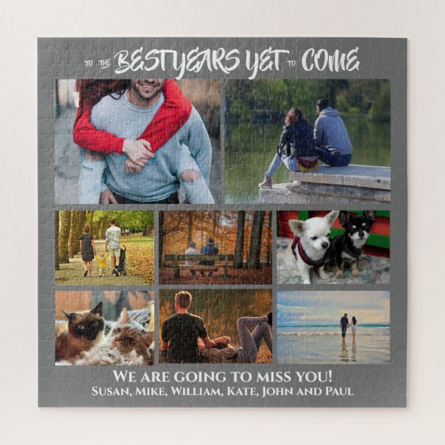 Custom photo collage | 8 charcoal gray jigsaw puzzle (Vertical)