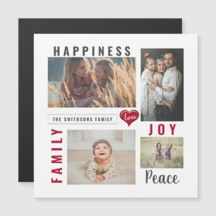 Custom Photo Collage and Love Joy Peace Family Magnetic Invitation