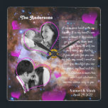 Custom Photo Collage Anniversary, Wedding / Galaxy Square Wall Clock<br><div class="desc">Wall Clock: Custom Wedding,  Anniversary,  Valentines Photo Clock with stars of the Galaxy desing. Personalise with your own favourite pictures and create beautiful collage to capture special moments of your life. Change any texts to your own,  including the poem. Galaxy background from Hubble telescope - Westerlund2.</div>