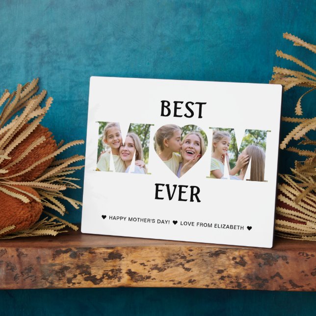 Custom Photo Collage Best Mum Ever Mothers Day Plaque (Side)