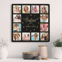Custom Photo Collage Besties Gold Black
