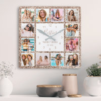 Custom Photo Collage Besties Rose Gold Glitter
