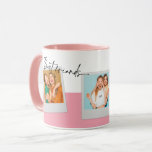 Custom Photo Collage BFF Besties Pink Script Cute Mug<br><div class="desc">Custom Photo Collage BFF Besties Pink Script Cute</div>