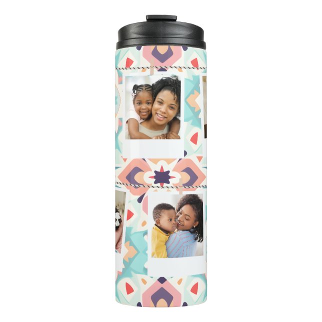 Custom Photo Collage boho Personalised tumbler (Front)