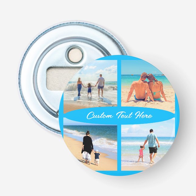 Custom Photo Collage Bottle Opener Your Text (Front)