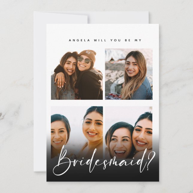 Custom photo collage bridal party proposal card (Front)