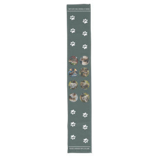 Custom Photo Collage Cats green Long Table Runner