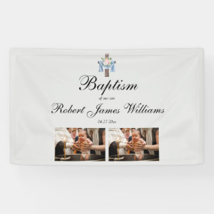 Custom Photo Collage Christening Baptism Backdrop Banner