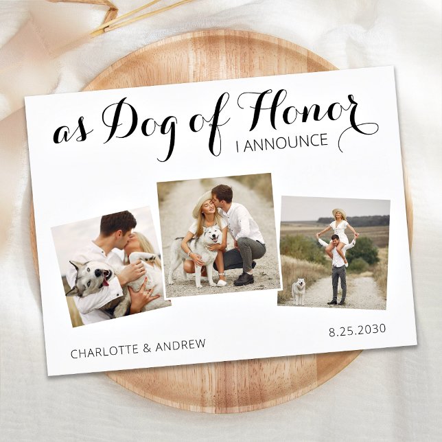 Custom Photo Collage Dog Of Honor Elopement Announcement Postcard (Creator Uploaded)