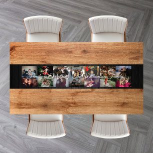 Custom Photo Collage Family Name 14 Family photos Short Table Runner