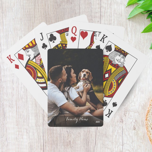 Custom Photo Collage Family Name Black Poker Cards (Custom Photo Collage Family Name Black Poker Cards)