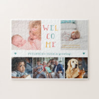 Custom photo collage family WELCOME new baby