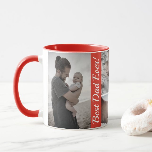 Custom Photo Collage Father's Day Mug (With Donut)