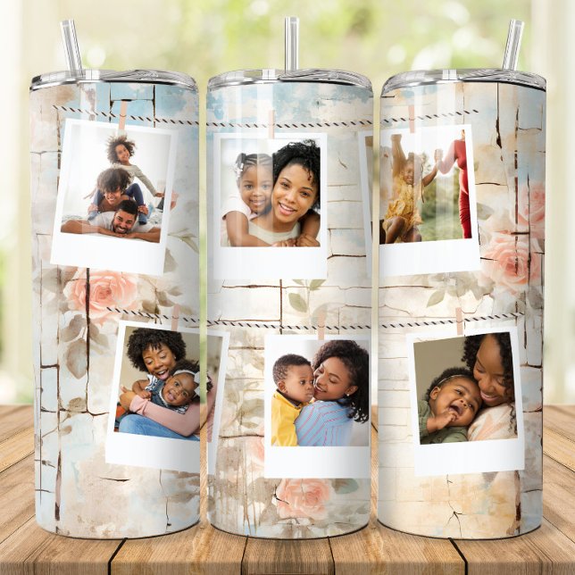 Custom Photo Collage floral  Personalised tumbler (Creator Uploaded)