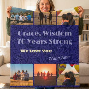 Custom Photo Collage Gifts for 70 Year Old Woman Sherpa Blanket
