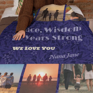 Custom Photo Collage Gifts for 70 Year Old Woman Sherpa Blanket