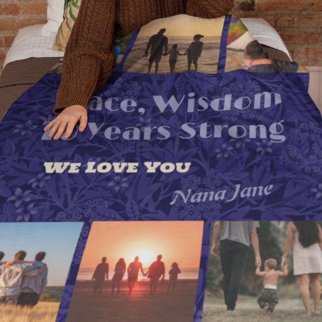 Custom Photo Collage Gifts for 70 Year Old Woman Sherpa Blanket (Gifts for 70 Year Old Woman)