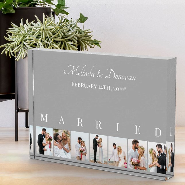 Custom Photo Collage Grey 7 Picture Wedding Block (Creator Uploaded)