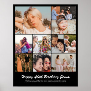 Custom Photo Collage Grid 10 Pictures 11x14 22x28 Poster
