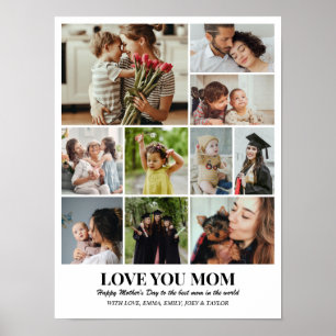 Custom Photo Collage Grid 10 Pictures 12x16 18x24 Poster