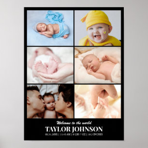 Custom Photo Collage Grid 6 Pictures 12x16 18x24 Poster