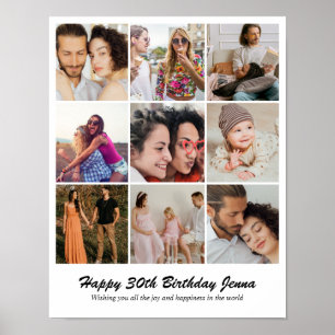 Custom Photo Collage Grid 9 Pictures 11x14 22x28 Poster