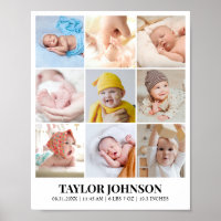 Custom Photo Collage Grid 9 Pictures 8x10 16x20