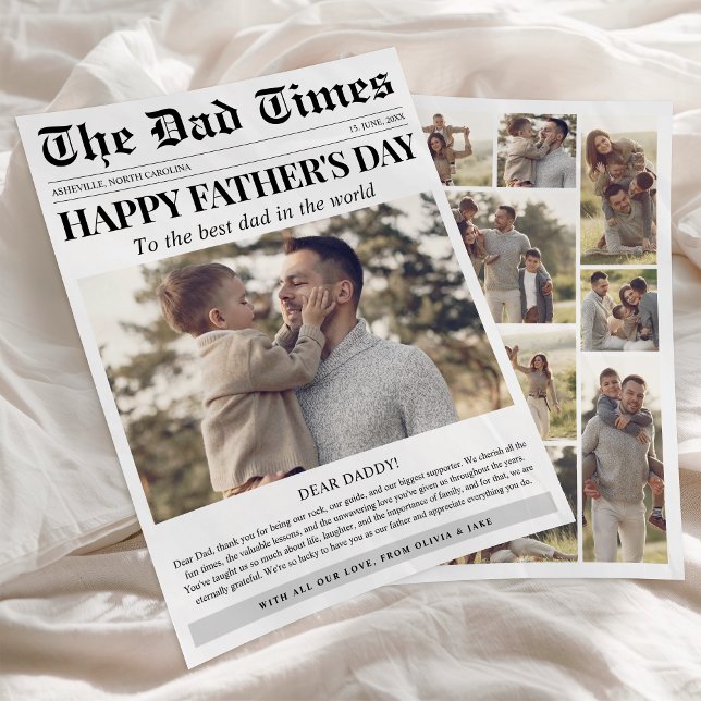 Custom Photo Collage Happy Father's Day Newspaper (Creator Uploaded)