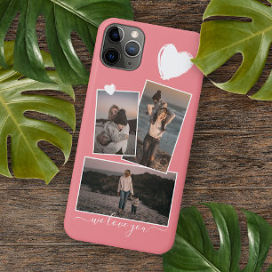 Custom Photo Collage Heart Coral Pink iPhone 16 Pro Max Case