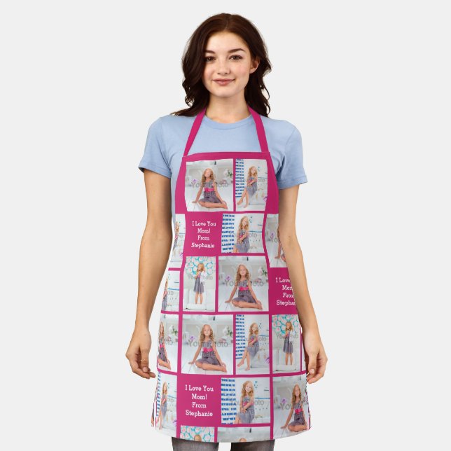 Custom Photo Collage Image Mothers Day Mum Womens Apron (Worn)