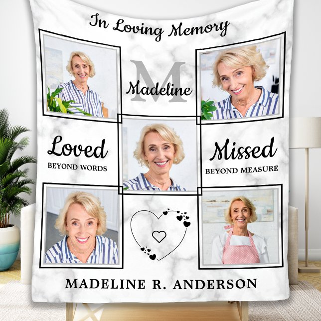 Custom Photo Collage In Loving Memory Memorial  Fleece Blanket (Creator Uploaded)