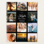 Custom Photo Collage Instagram Stylish Elegant Planner<br><div class="desc">This cute and modern, Instagram friendly photo collage planner on a black background has space for your custom name as well as for your profession or the name of the school. Customise with your favourite photos and start the year right with a personalised planner. Space for 11 pictures on the...</div>