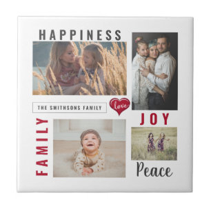 Custom Photo Collage Love Joy Family Ceramic Tile