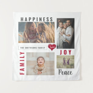 Custom Photo Collage Love Joy Family Tapestry
