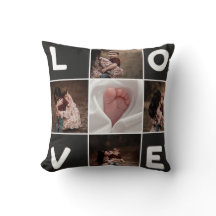 Custom Photo Collage LOVE Pillow - Personalised 
