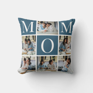 Custom Photo Collage MOM Gift Throw Pillow