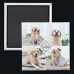 Custom Photo Collage Monogram Name Dog Magnet<br><div class="desc">Celebrate your best friend with a custom Monogram Pet Photo Collage magnet . When you have so many fun memories and photos , one photo isn't enough . Our Dog Photo magnet has four photos. Whether you have a new puppy , or to memorialise all the special moments thru each...</div>