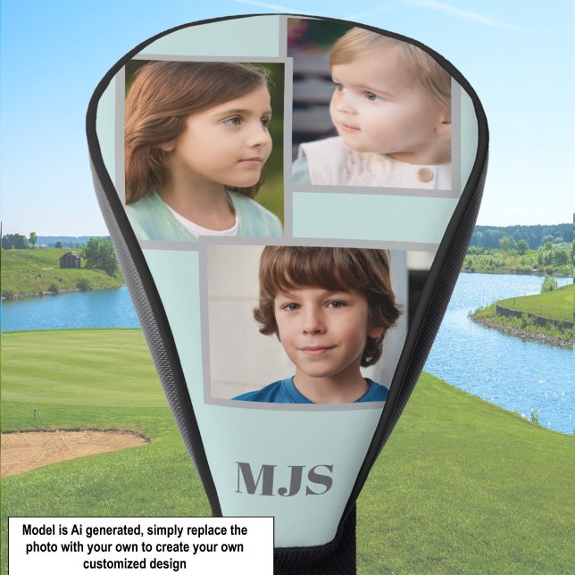 Custom Photo Collage Monogram Personalised  Golf Head Cover (Creator Uploaded)