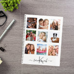 Custom photo collage monogram white 2025 planner<br><div class="desc">Make your own unique family photo collage as a gift or for yourself. Use four, 9 of your favourite photos of your family, friends, dream travel destination or pet! Personalise and add a name and your monogram letter. The name is written with a modern hand lettered style script with swashes....</div>