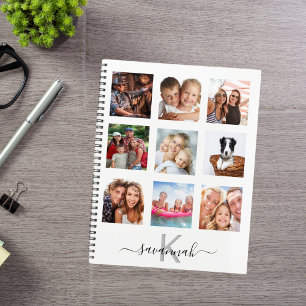 Custom photo collage monogram white 2026 planner
