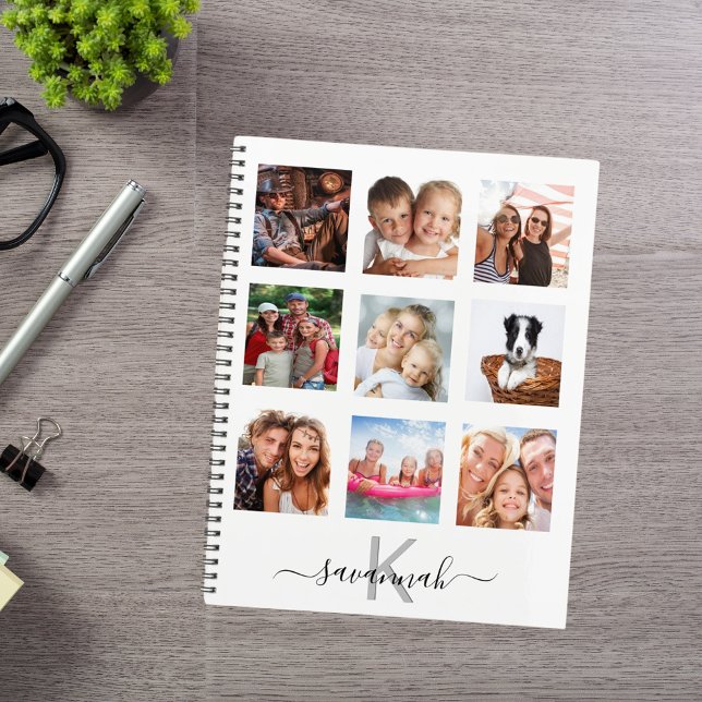 Custom photo collage monogram white 2027 planner (Creator Uploaded)