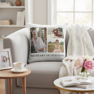 Custom Photo Collage Mother's Day Keepsake White Cushion