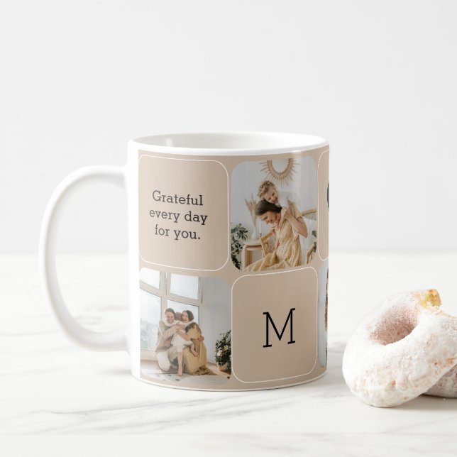 Custom Photo Collage Mug with Heartfelt Message (With Donut)