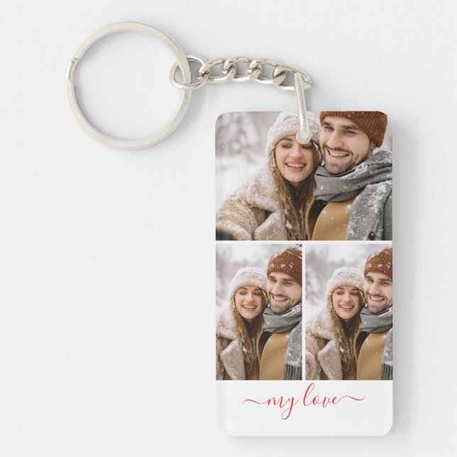 Custom Photo Collage My Love Keychain (Front)