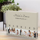 Custom Photo Collage Natural 7 Picture Wedding Block<br><div class="desc">Elegant photo block, personalised with your wedding photos. A stylish design in neutral colour palette of natural and black - perfect for newlywed gifts and anniversary gifts. The photo template is set up for you to add 7 of your favourite pictures which are displayed in portrait format in a simple...</div>
