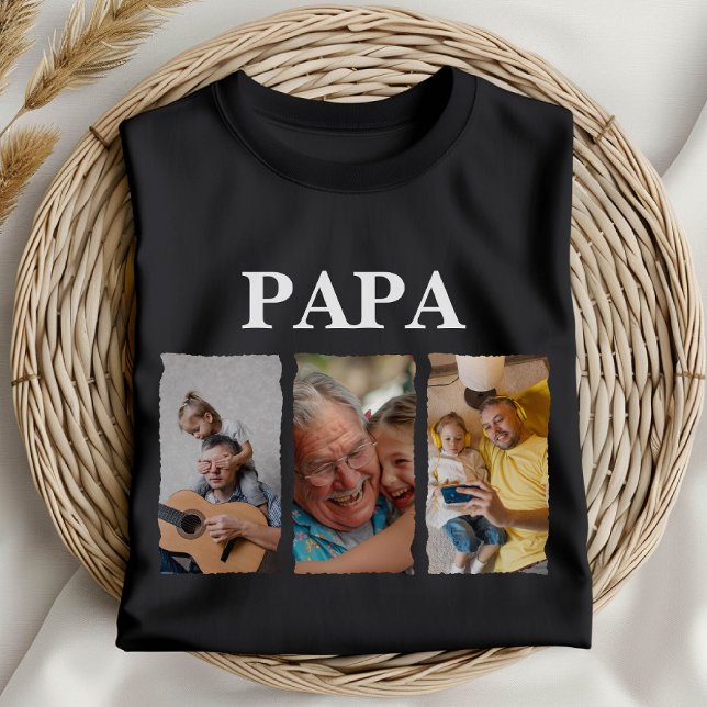 Custom Photo Collage Papa – Personalised Gift T-Shirt (Creator Uploaded)
