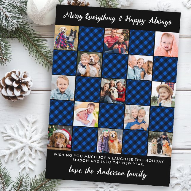 Custom Photo Collage Patchwork Christmas Plaid Holiday Card (Creator Uploaded)